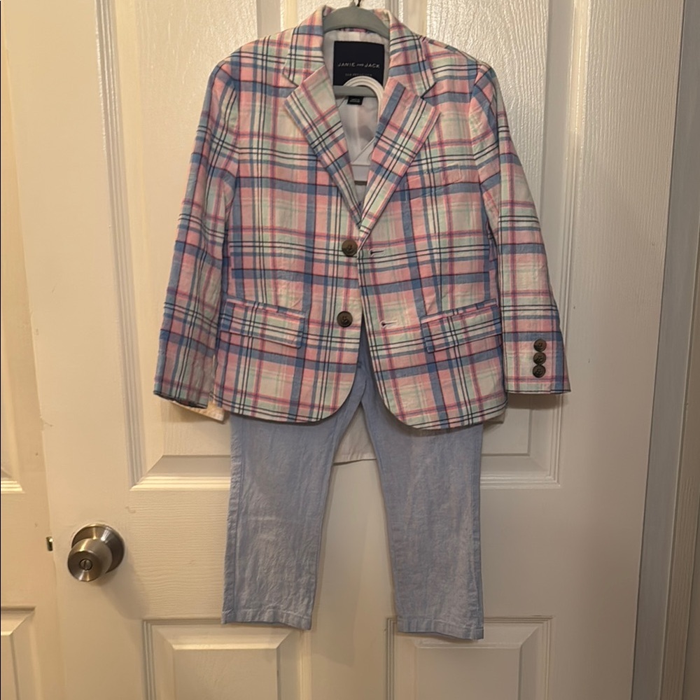 Janie and Jack Pink and Blue Plaid Blazer